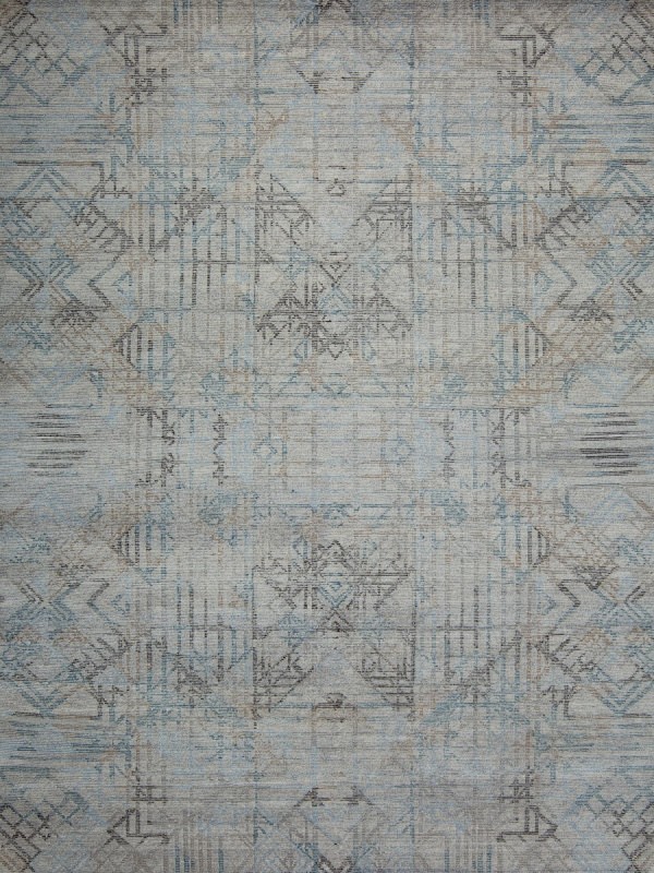 现代灰蓝色几何图案地毯贴图