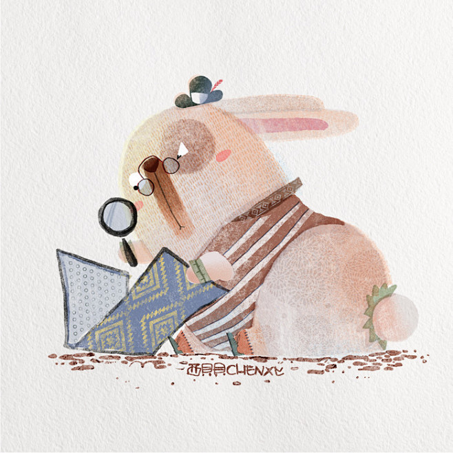 看书的兔子-西贝贝CHENXY_看书,兔...
