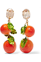 Dolce & Gabbana - 施华洛世奇水晶、搪瓷、镀金夹扣式耳坠 : 夹扣
 产地：意大利