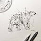 菲律宾画家 Kerby Rosanes 几何图形与动物融合插画北极熊几何动物插画