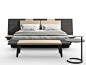Bed with ash headboard L42 ACUTE by Cassina