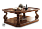 TALMD美式实木方茶几古典做旧方桌茶几客厅双层储物茶桌定制家具619-49 