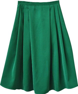 墨绿色复古高腰A字百褶半身裙-最搭配