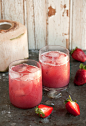 a delectable cocktail with strawberries and coconut water | Drizzle and Dip #采集大赛#