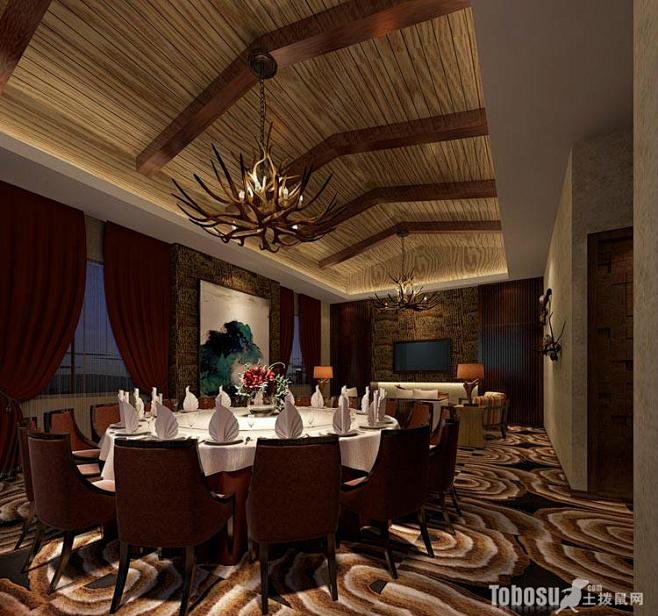 酒店餐厅吊顶设计图片—土拨鼠装饰设计门户