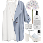 A fashion look from April 2015 featuring white dress, trench coat and platform sandals. Browse and shop related looks.