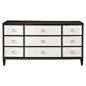 Crawford White Leather Regency Wood Frame Dresser | Kathy Kuo Home