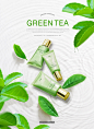 绿茶补水保湿化妆品海报PSD模板 ti375a7214_平面设计_海报