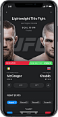 Iphone screen, rewind app, UFC