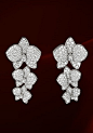 These 18K white gold and diamond earrings with paved diamonds are from the Caresse d'Orchidees collection by Cartier.