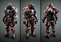 Planetside Arena - Class armour, Ranulf Busby | Doku : Concepted, modelled, rigged and textured armour for the 3 classes.  All share a single 2048 texture set with tint masks.