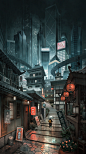 The Way Home, Andrey Maximov : Impressed by Japanese urban landscapes. Tried to improve architectural drawing skills.