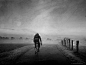 Cyclist in Morning Mist - Bicycle Photos