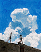 Photo by seongryul on August 01, 2021. May be a cartoon of 2 people, people standing and cloud.