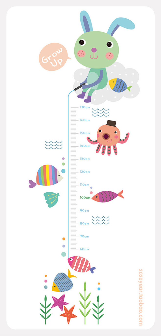 手绘可爱卡通儿童测量身高矢量贴图_Ai矢...