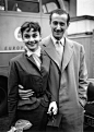 Audrey Hepburn, in 1952, with her fiancé at the time, James Hanson.