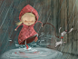 a cute illustration by susan batori of a girl and her dog splashing in puddles on a rainy day #采集大赛#