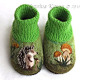 For newborns, handmade. Fair Masters - handmade Felted booties "hedgehog mushroom." Handmade.