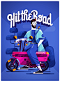 Maite franchi folio illustration digital typography motorbike character hit the road