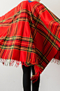 土耳其设计师Ebru 棉暖色苏格兰格子流苏斗篷超大披肩围巾 中国红-淘宝网