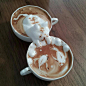 咖啡拉花 3D 动漫人物