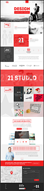 21 Studio-Creative One Page Template : This template is ideal for those who are looking for modern and trendy shape of the site for business. The template includes the necessary sections and will help to persuade clients to work with you.@北坤人素材