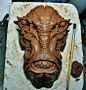 Latex Half mask display piece., ARIS KOLOKONTES : Sculpted in water based clay and cast in latex. Painted  with "stretchy paint" . A brand i ordered online and prooved to work great with latex.