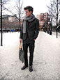 Martin Hansson - H&M Scarf, H&M Knitwear, Boomerang Blazer, Dockers Trousers, Whyred Loafers, Mangle Vintage Bag - FASHION WEEK