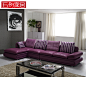 五舟家具 五舟家居 紫色现代 真皮沙发头层牛皮 客厅转角沙发组合 WS2002
