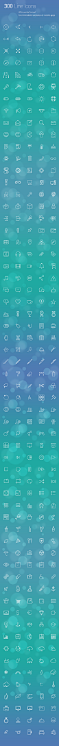 300 Line Icons : Get 280 uniquely designed vector line icons for your personal/commercial projects, apps, websites, prints and more. Looks great with the new iOS 7 design!Scale or edit icons without losing quality using the vector source files. Every icon
