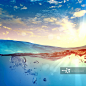 Sky and sea water wave with bubbles illustration - 创意图片 - 视觉中国
