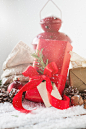 Red gift with a red bow tie Free Photo