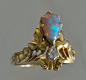 Eugene Feuillatre's Art Nouveau Diadem Ring Made Of Gold, Opal And Diamonds - French c.1900