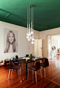 Bold green ceiling | Dining Room