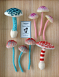 Needle-felted Mushrooms : Needle-felted mushroom props for a commissioned art work.