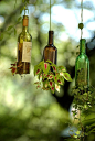 DIY Wine Bottle Hanging Planters: 