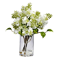 Nearly Natural 15 in. H White Lilac Silk Flower Arrangement