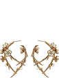 SHAUN LEANE Cherry Blossom rose-gold vermeil, ivory enamel, pearl and diamond hoop earrings