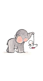 小象与小白兔的治愈系手绘插画图片