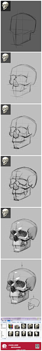 有关头部构造的一些教程&各角度头部素材，多临摹、推敲、练习~（via：Olga Drebas【俄】）