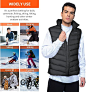 Heated Vest for Men with 8 Heating Zones, 2 Controllers and 3 Temp Levels, Lightweight Cold-proof Vest (Battery Not Included) at Amazon Men’s Clothing store