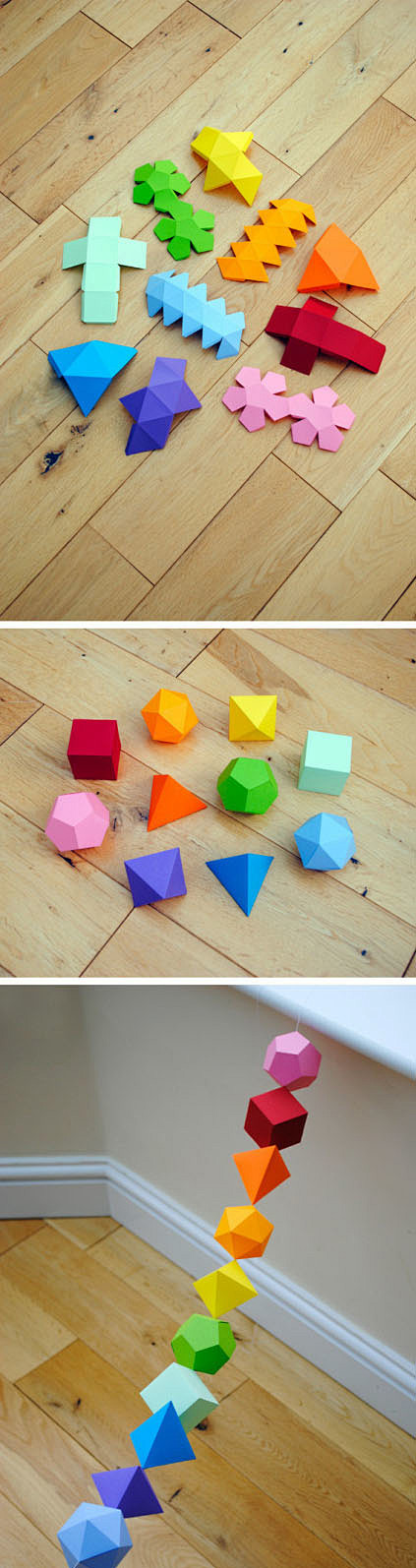 简单的几何形体折纸手工教程 正方形 圆形...