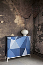 Geometric wallpaper (for cabinet?): 