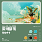 艺术家SHAN JIANG插画带有浓烈的30年代上海的气质，配色以橙绿对比色系为主，制造出足够的视觉碰撞。非常值得想画国潮插画风格的同学们借鉴