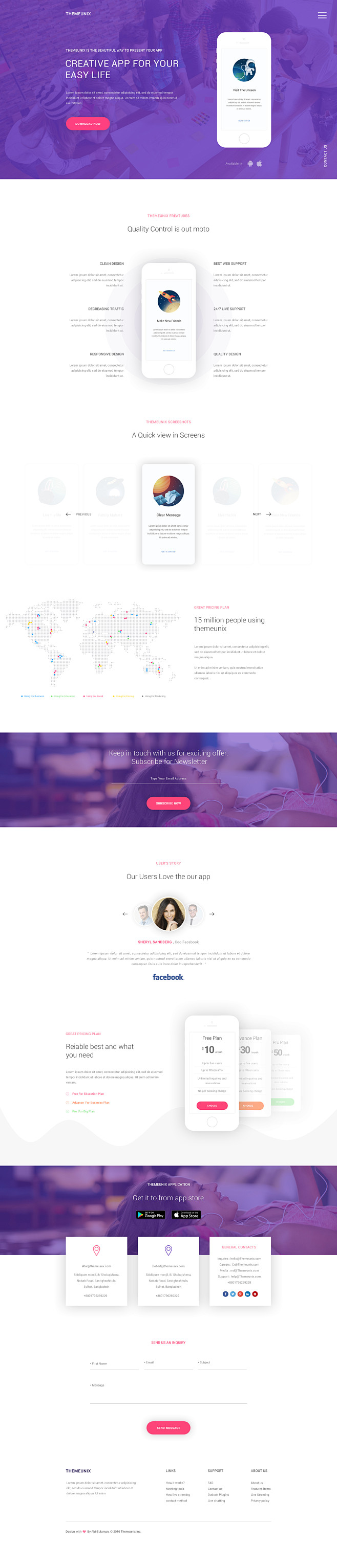 App landing page  th...