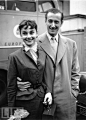 Hanson poses with his fiancee at Northolt Airport, London, in 1952.