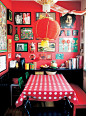 Red dining area with travel finds on display | live from IKEA FAMILY