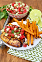 Marinated Grilled Chicken with Cucumber-Watermelon Salsa