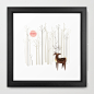 Reindeer of the Silver Wood Framed Art Print by Poppy & Red | Society6