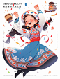 维吾尔族女孩美美|扁平民族风文创人物插画 - 小红书